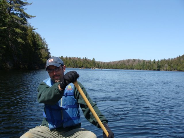 Neiland navigates the canoe